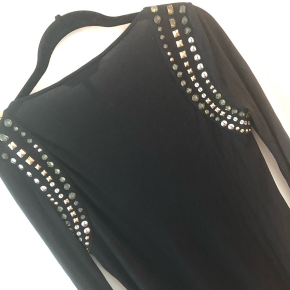 BCBGMAXAZRIA Bodycon Dress Jeweled Shoulder - Picture 13 of 16